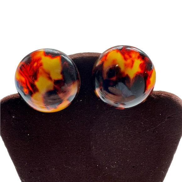Tortoise button earrings. EUC - Picture 2 of 2